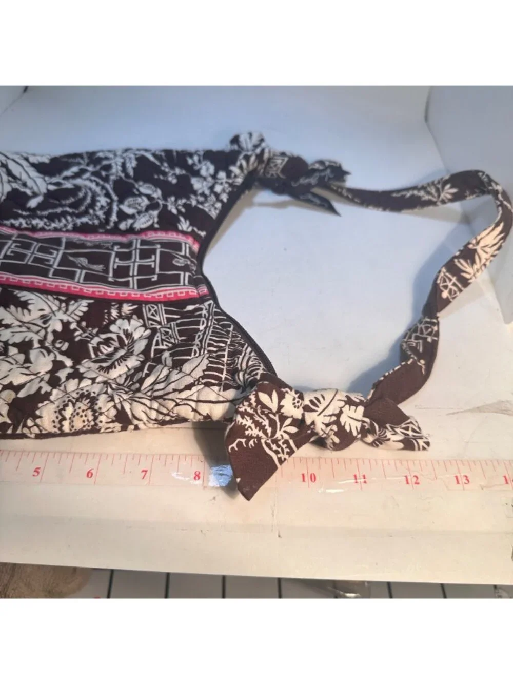 Vera Bradley Imperial Toile Quilted Shoulder Bag Black White Floral Hobo
